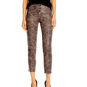 J Brand Lillie Cropped Coated Snake Skinny Coated Boa Neutral Taupe Grey Beige